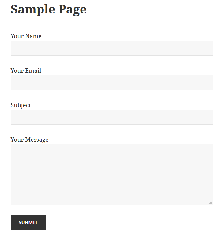Basic request form with no options.