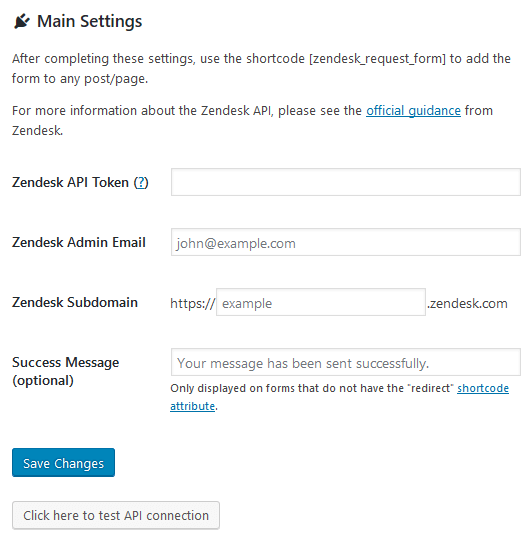 Settings page.
