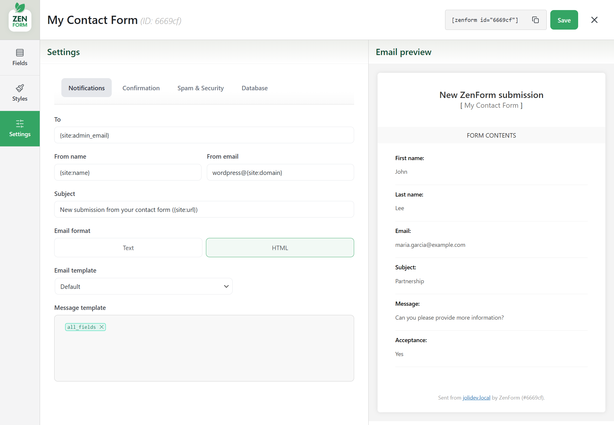 Automated contact form page creation & menu link