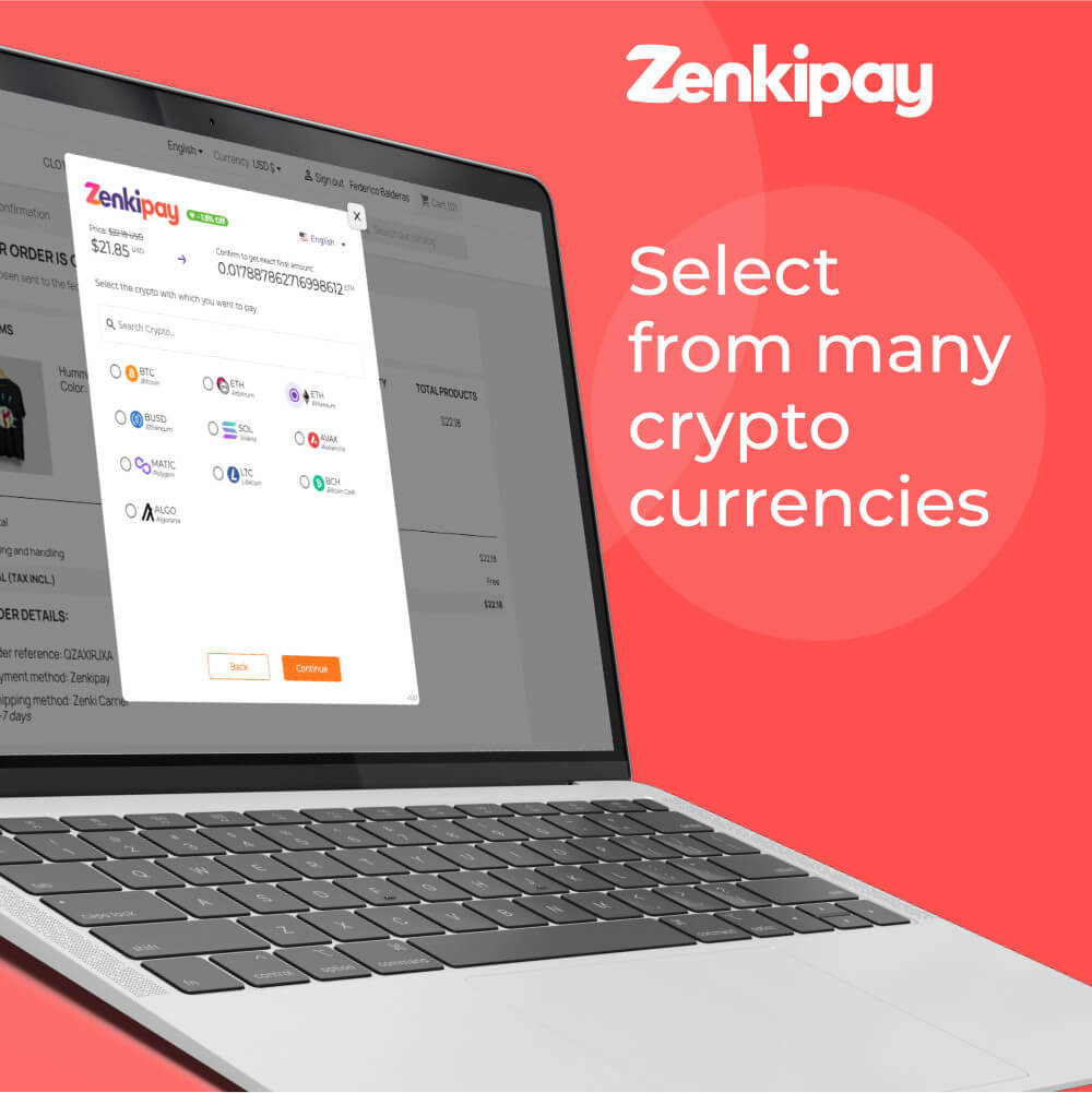 Select from many cryptocurrencies.