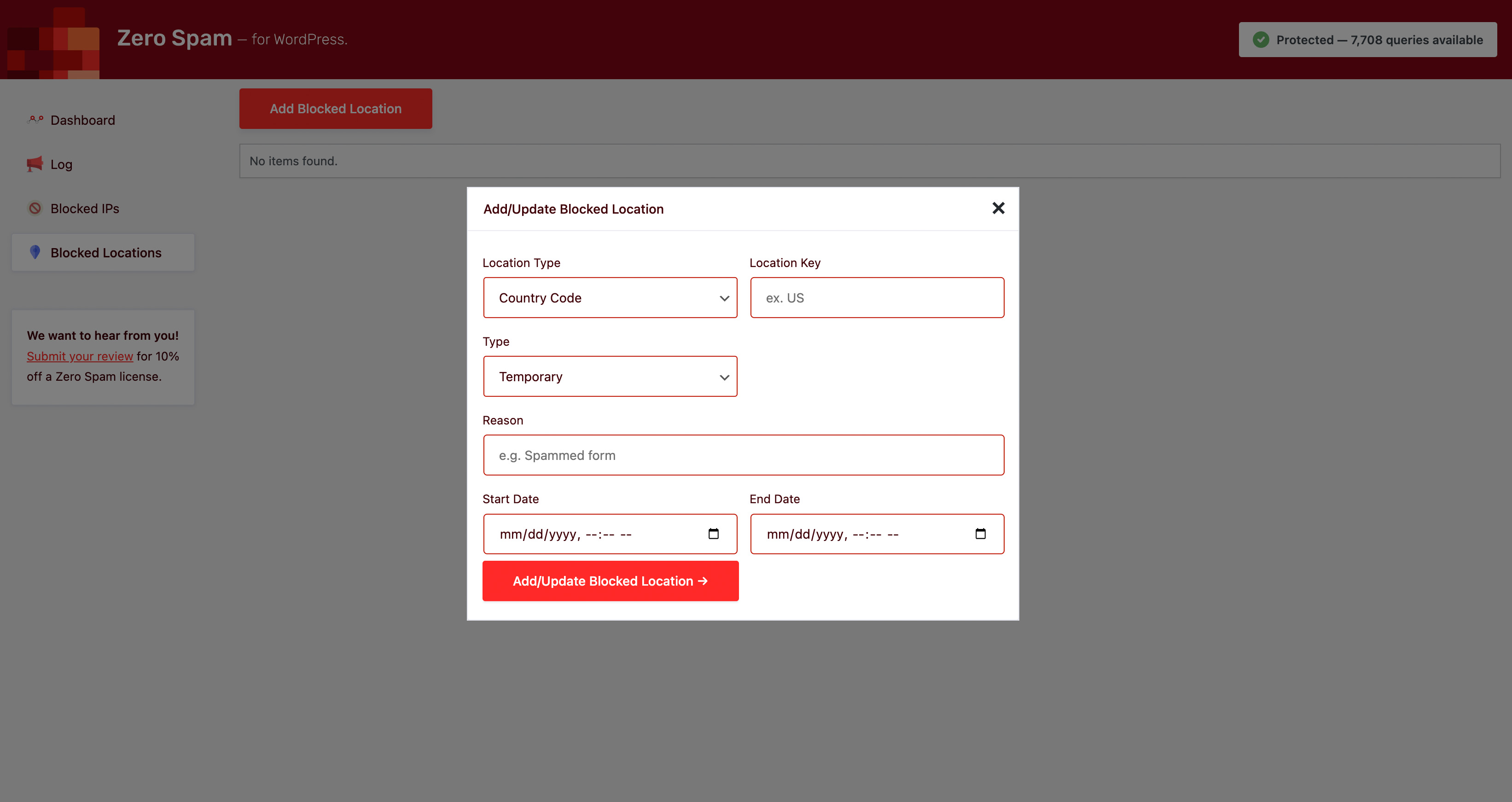 Add blocked location