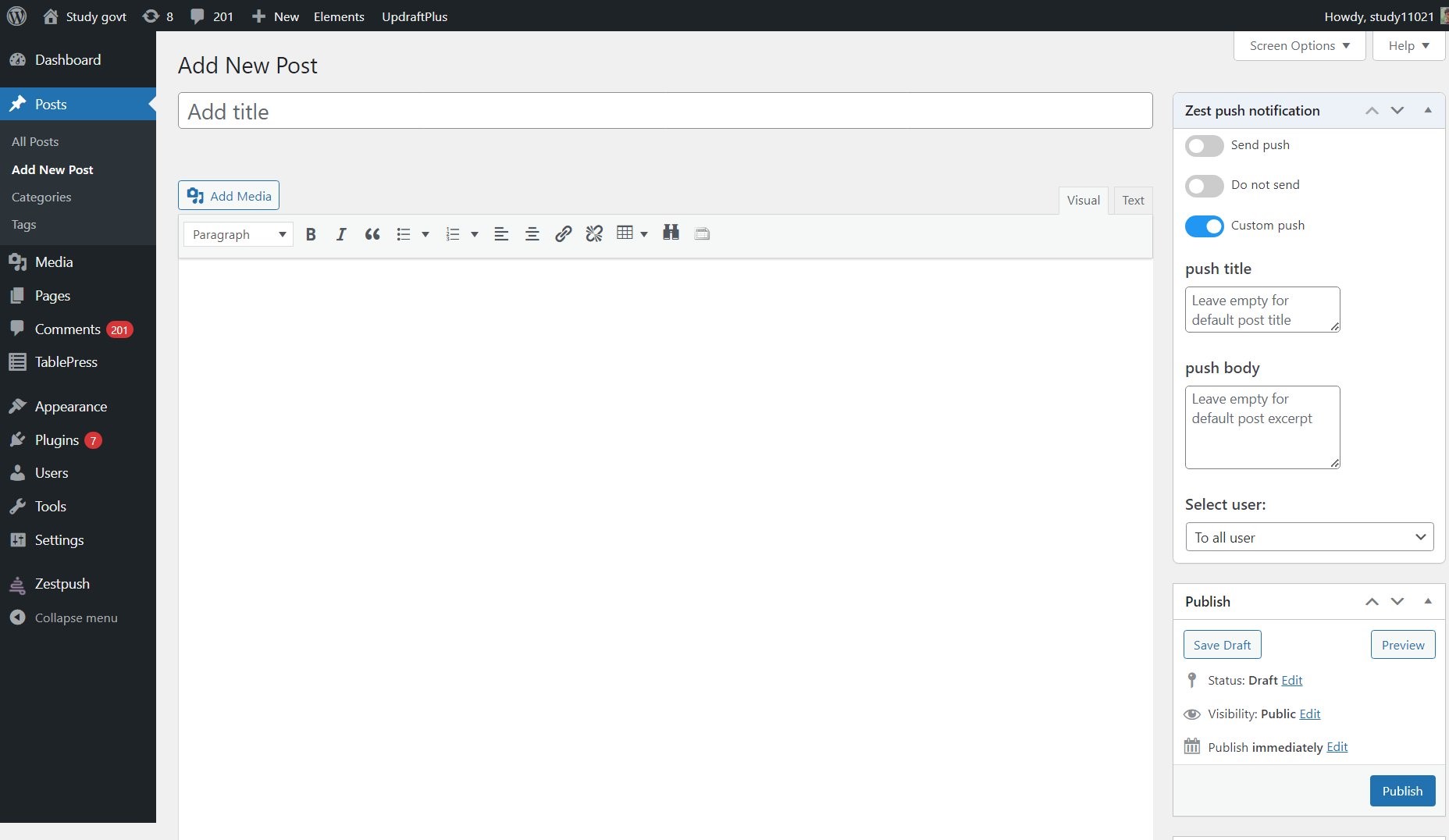 Send or edit push on post update or publish