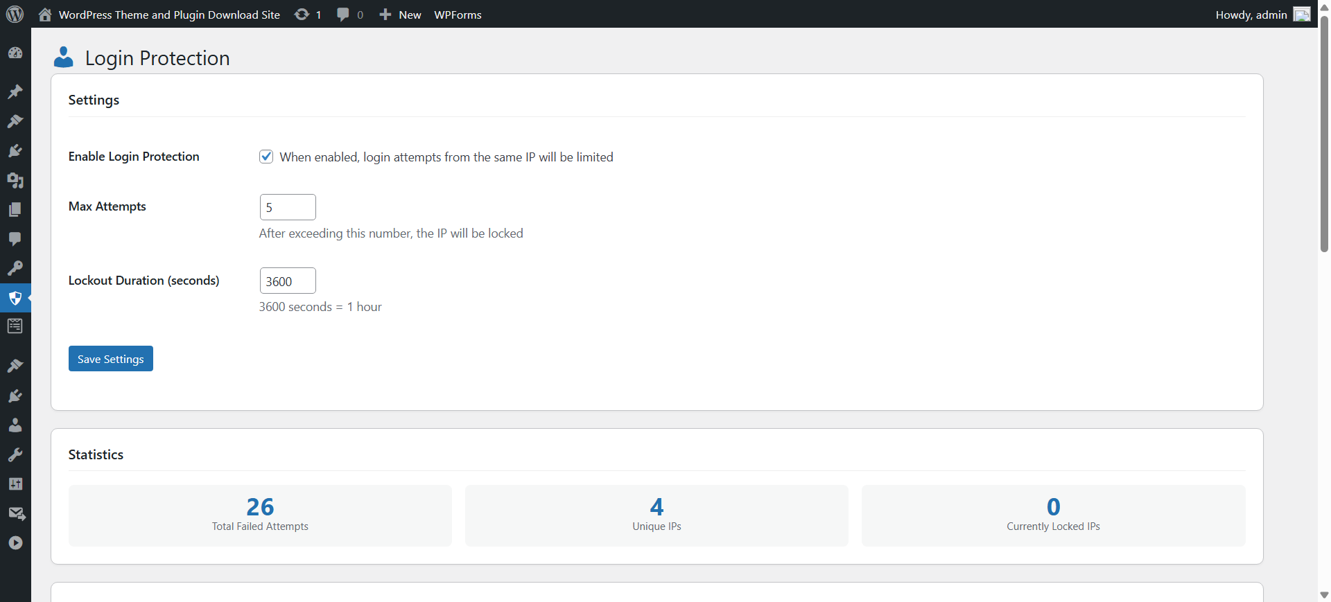 Login protection configuration