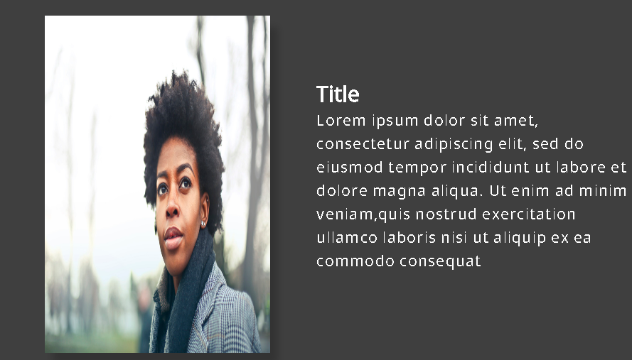 The zidithemes text image Block on the front-end.