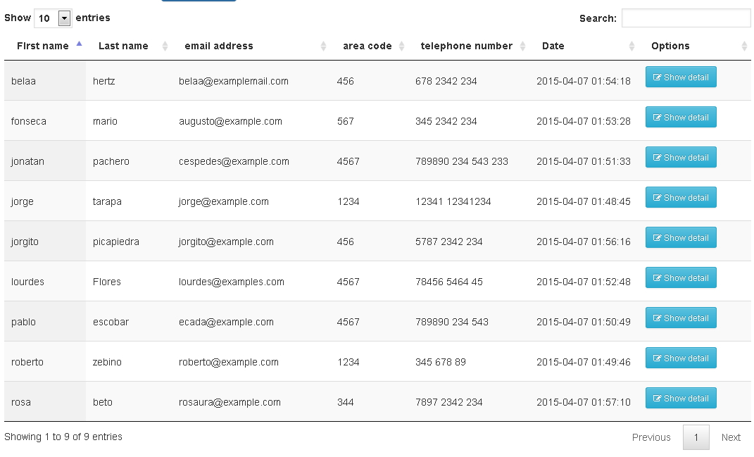 Saved forms in list