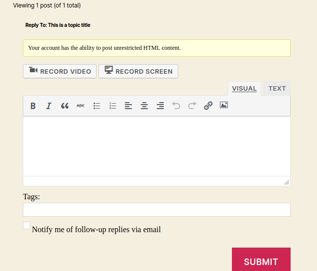 bbPress Public - New Topic Reply