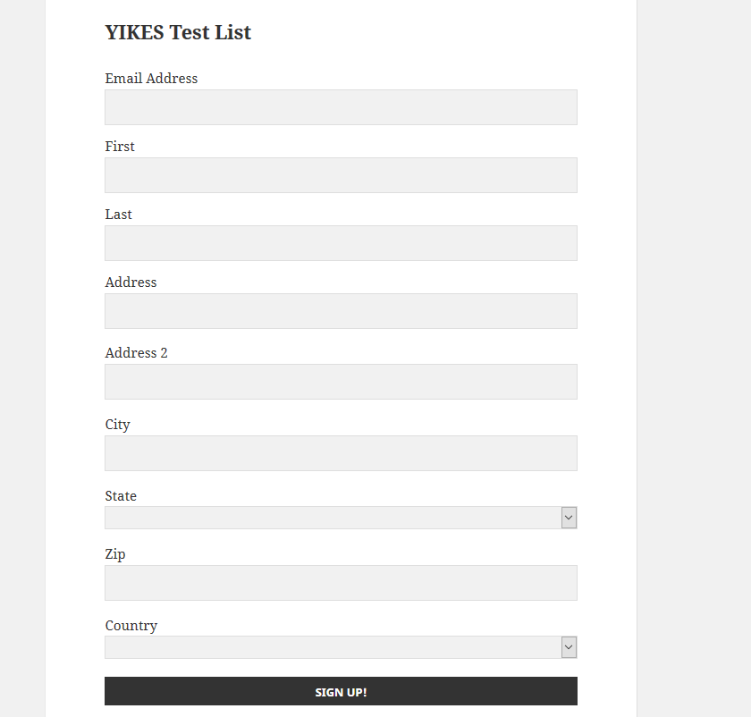 A form with the address field but without the add-on