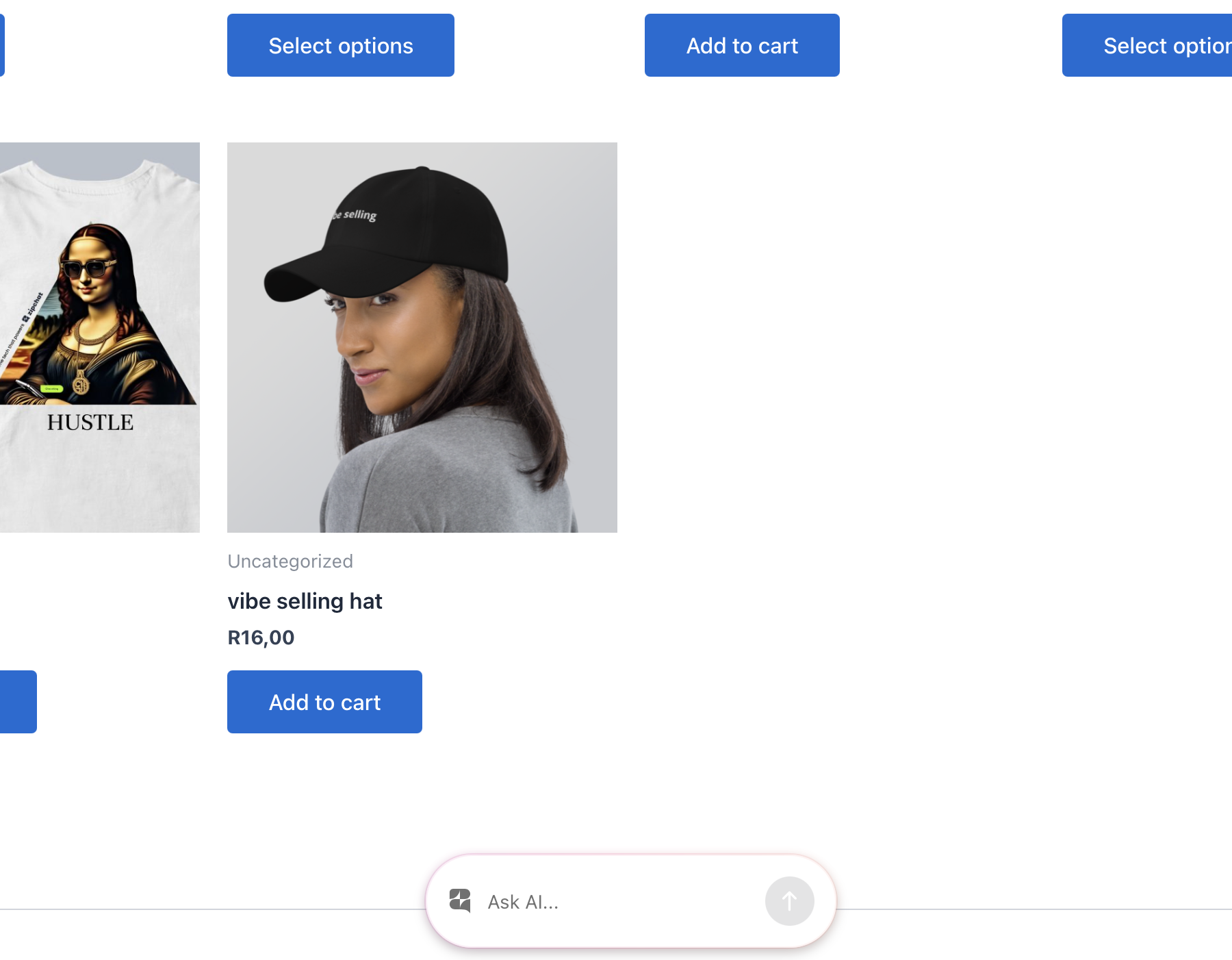 The Zipchat AI chat bubble live on the storefront, ready to answer shoppers.