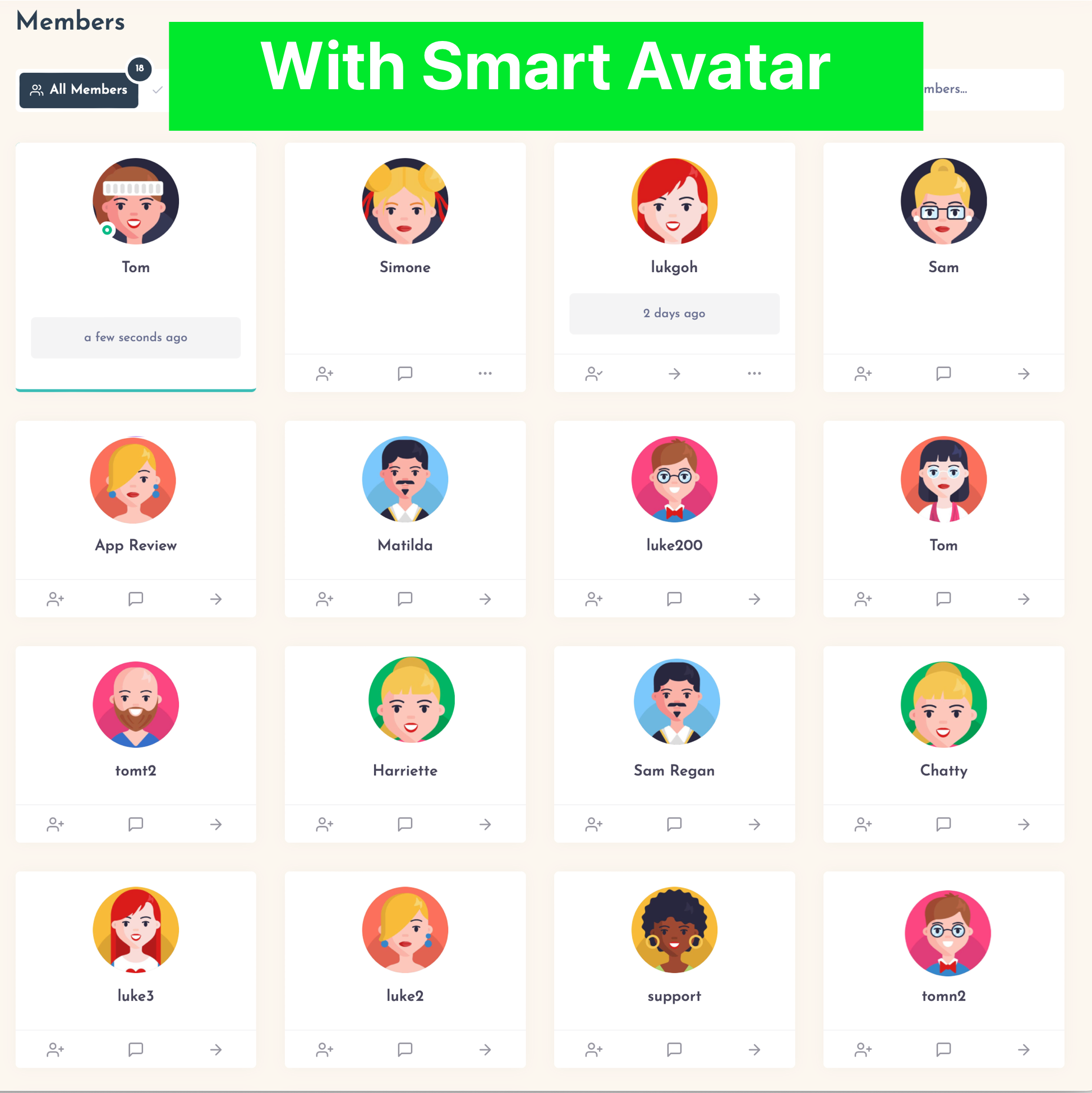 The members view with Smart Avatars.