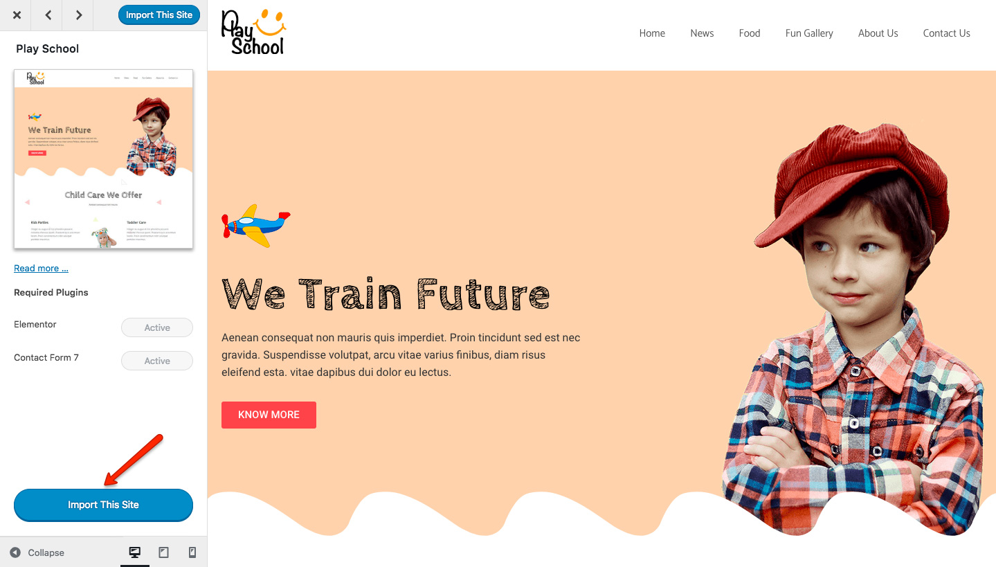 Import website.
