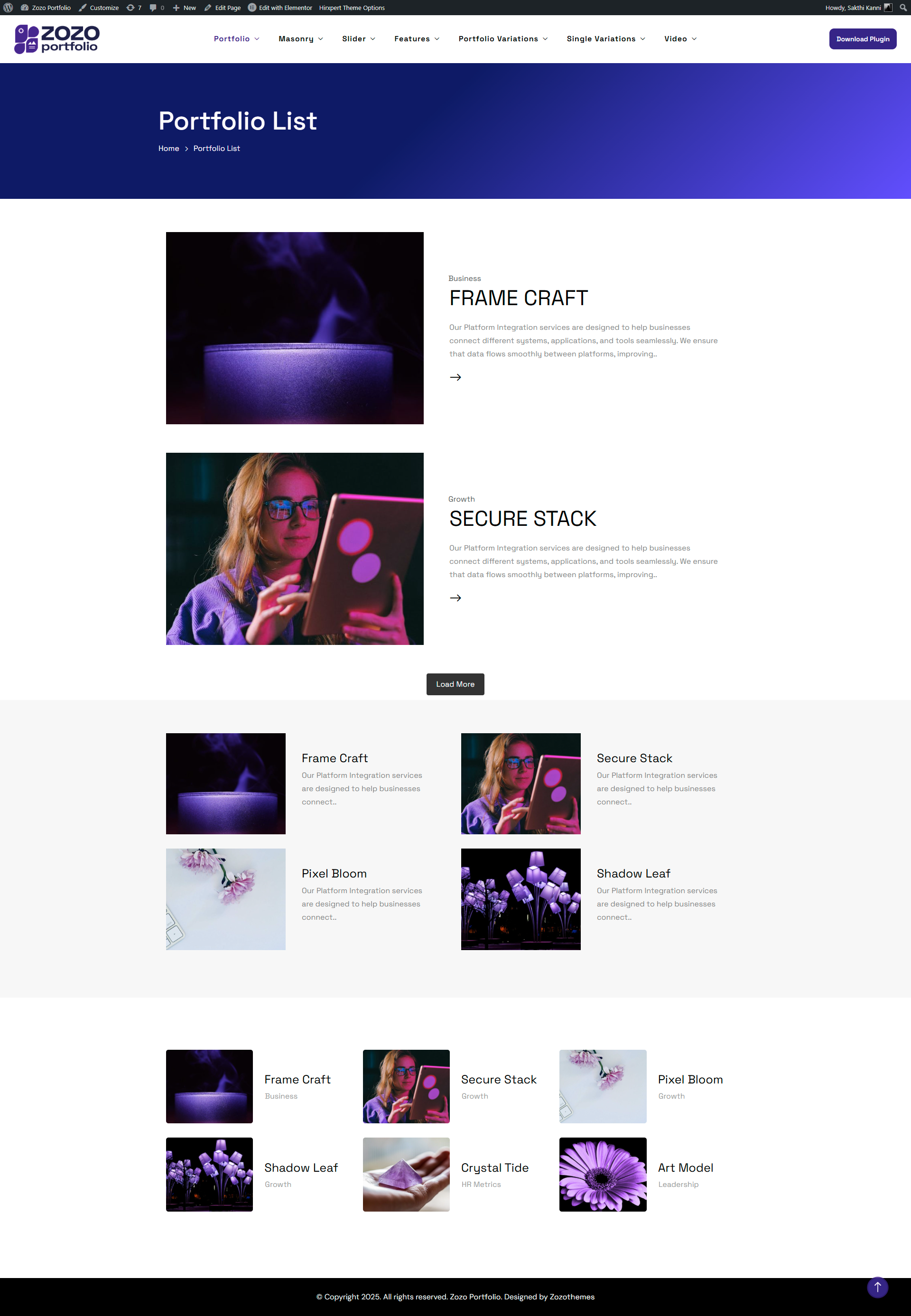 Portfolio Category Display