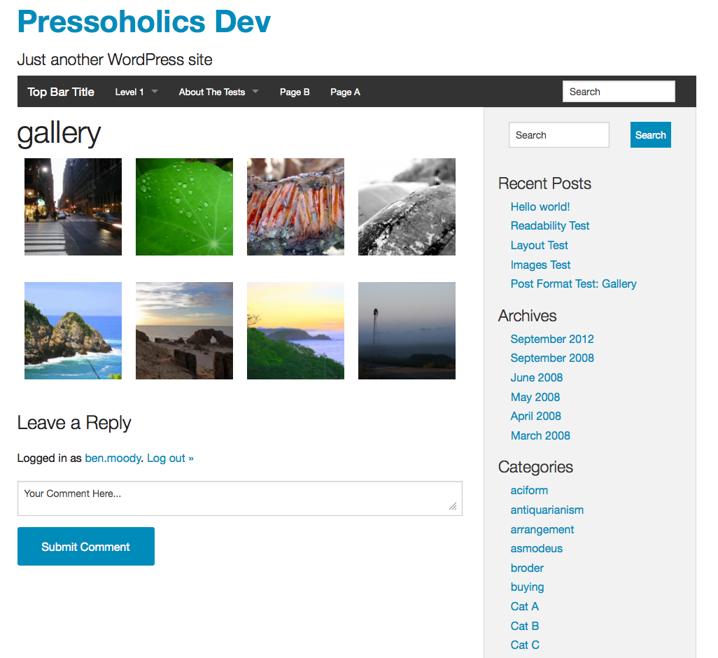 Wordpress gallery using plugin, nice block grid there!