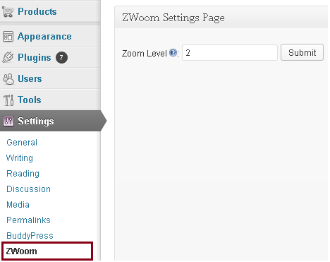 ZWoom settings page