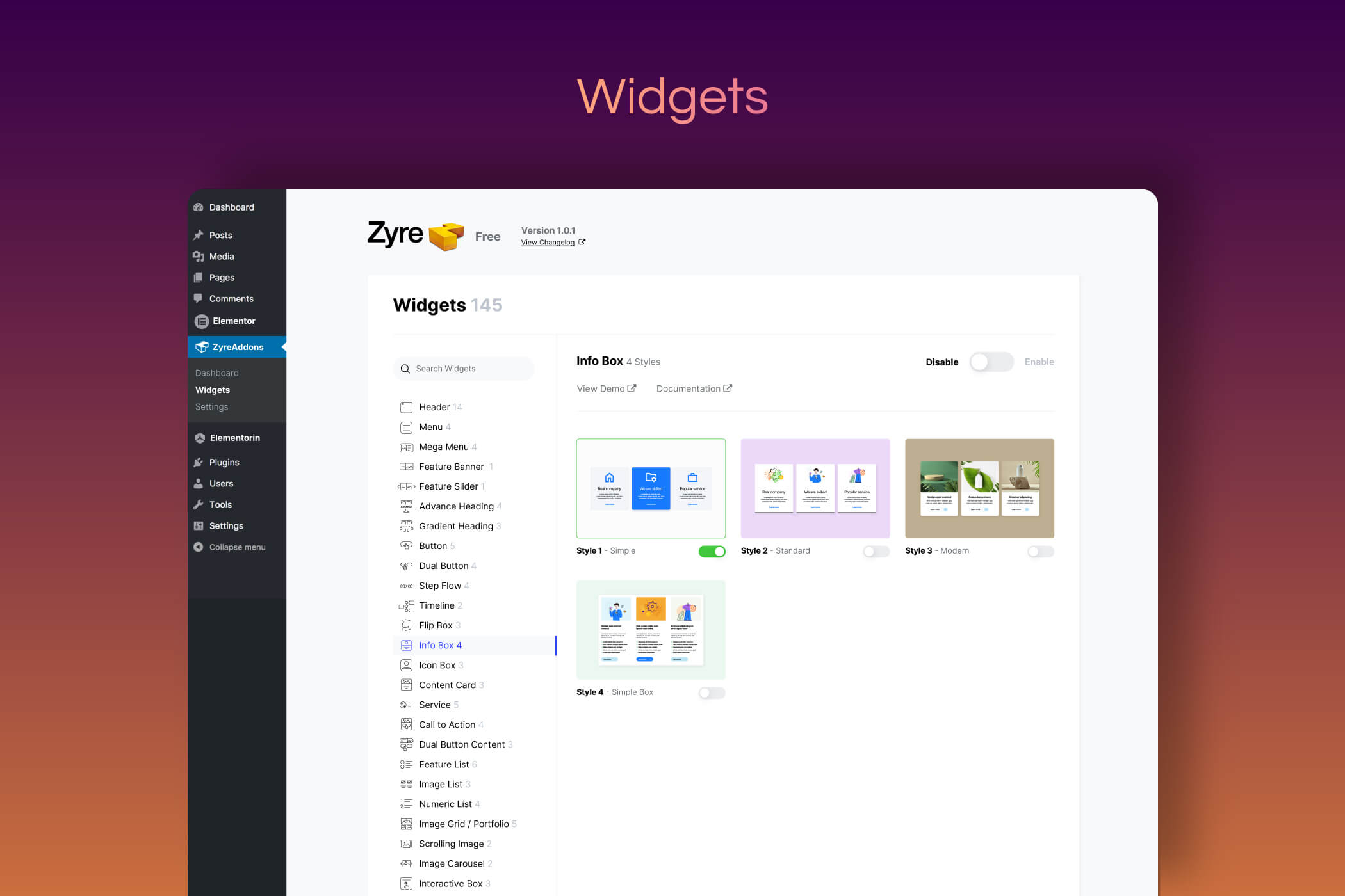 Navigation Menu widget
